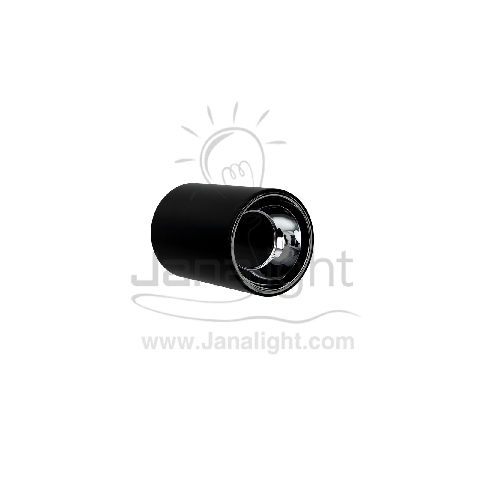 فريم سبوت سلندر فارغ مدور اسود قلب فضي بلاستك Cylinder Downlight Frame Plastic Black-Silver
